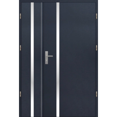 Drzwi zewnetrzne dwuskrzydłowe A21 INOX antracyt 55mm